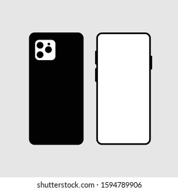 Smartphone with black silhouette vector. Handphone vector.