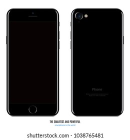 smartphone with black touch screen saver and backside isolated on white background. realistic and detailed mobile phone mockup. stock vector illustration