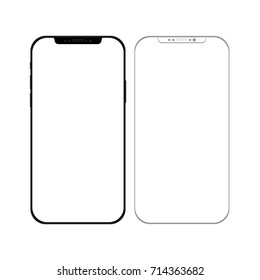 Smartphone in Black and White Color with Blank Screen - Mockup Template - EPS10 Vector Illustration