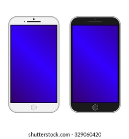 Smartphone black and white color Isolated / Realistic mobile iphon style mockup vector / Can use for printing and website.