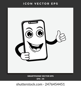 Smartphone Negro y Blanco Vector EPS