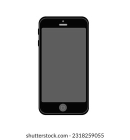 The smartphone is black,isolated on a white background.Vector illustration of the phone.