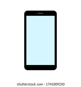 smartphone with blank blue screen isolated on white background. vector illustration