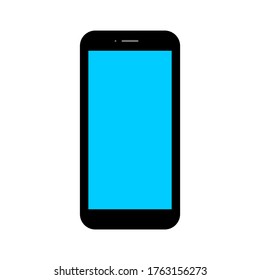 smartphone with blank blue screen isolated on white background. vector illustration