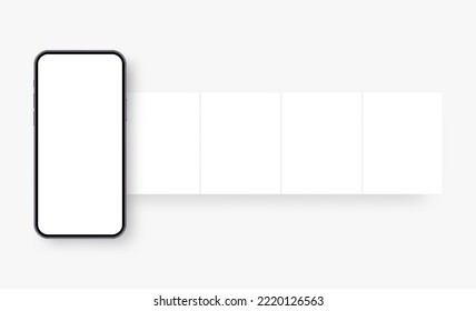 Smartphone With Blank Carousel Posts for Your Designs on Social Network. Vector Illustration