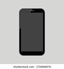smartphone con pantalla oscura en blanco aislado en fondo gris. ilustración vectorial 