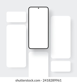 Smartphone WIth Blank Mobile App Screens For Showcase Your Ui Designs. Vector Illustration