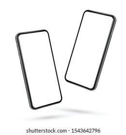 Tela em branco do smartphone no modelo de ar isolado no fundo branco - formato vetorial eps 10