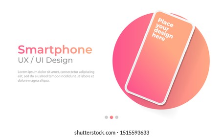 Smartphone with blank screen banner, mockup. Template for UI design interface.