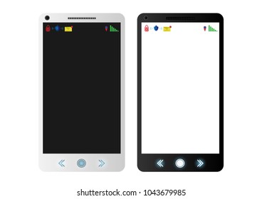Smartphone blank screen black and white empty copy space vector illustrations isolated on white background. technology smartphone touch screen concept.