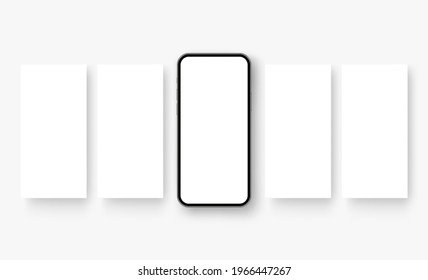 Smartphone with Blank Screen for Carousel Social Media Posts Template. Vector Illustration