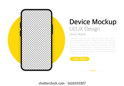 Smartphone blank screen. Device mockup. UI and UX design interface. Vector device. Lorem ipsum. Template of infographic mockups. Vector illustration.