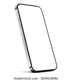 Smartphone blank screen with frameless design standing on the edge with shadow - vector eps 10 format with easy way to replace background