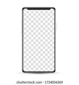 Smartphone with a blank screen lying on a flat surface. High Resolution Vector illustration. Mobile phone mockup.