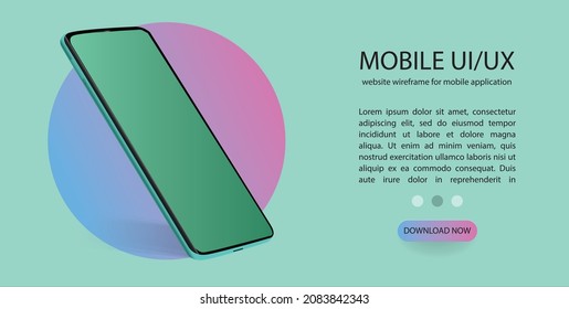 Pantalla en blanco de Smartphone, paro de teléfono móvil. Plantilla para infografías o presentación interfaz de diseño UI UX. Ilustración vectorial realista