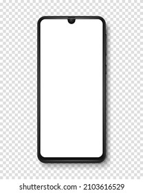 Smartphone with blank screen. Mobile phone mockup. Vector illustration.