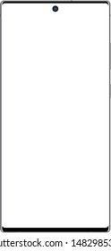 Smartphone with blank screen mock up. Smartphone isolated screen. Mobile phone white screen with copy space isolated on white background