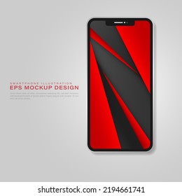 smartphone blank screen mockup with dynamic wallpaper illustration