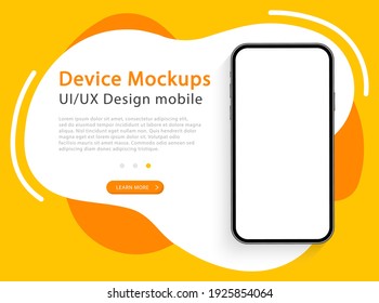 Smartphone with blank screen. Mockup phone. Modern device. UI and UX design for web page. Template for infographics or presentation. Vector Illustration.