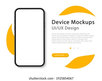 Smartphone with blank screen. Mockup phone. Modern device. UI and UX design for web page. Template for infographics or presentation. Vector Illustration.