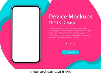 Smartphone with blank screen. Mockup phone. Modern device. UI and UX design for web page. Template for infographics or presentation. Vector Illustration.