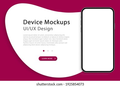 Smartphone with blank screen. Mockup phone. Modern device. UI and UX design for web page. Template for infographics or presentation. Vector Illustration.