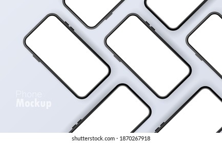 Smartphone blank screen. Mockup to showcasing mobile web site design. Modern cellphone with blank app screens mockup to create and showcase your mobile ui kit. Vector flat cartoon illustration.