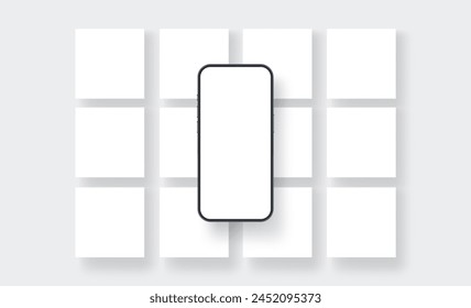 Smartphone With Blank Screen Mockup, Template For Square Social Media Posts. Vector Illustration