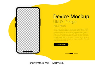 Smartphone blank screen. Modern design. Device mockup. UI and UX design interface. Yellow background. Vector illustration.