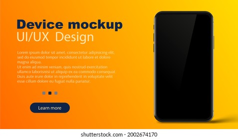 Smartphone blank screen. Modern design. Device mockup. UI and UX design interface. Yellow background. Vector illustration