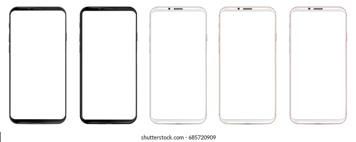 Smartphone with blank screen, modern frame less design rounded screen. Vector eps 10 illustration