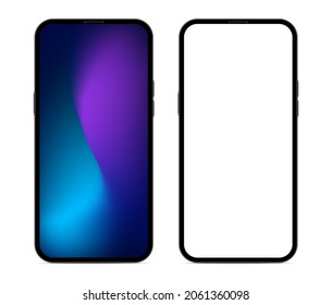 Smartphone blank screen with modern frameless design - realistic highest quality vector format