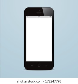 smartphone with blank screen on blue background