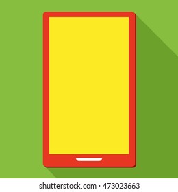 Smartphone with blank screen on green background, icon - vector illustration