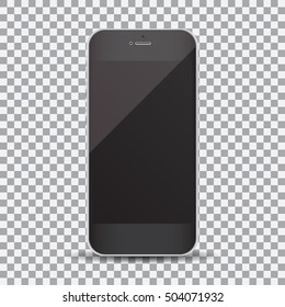 Smartphone with blank screen on a transparent background