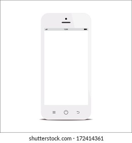 smartphone with blank screen on white background