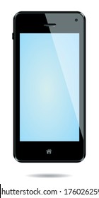  Smartphone with blank screen on white background
