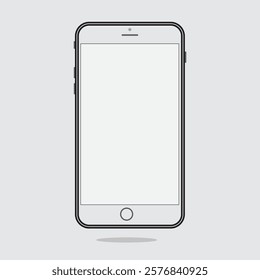 Smartphone with a blank screen on a white background