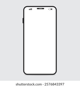 
Smartphone with a blank screen on a white 