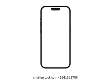 Smartphone with blank screen on a white background isolated vector illustration. Smartphone mockup closeup isolated on white background eps10. Minimal Smartphone Frame Icon with Blank White Screen