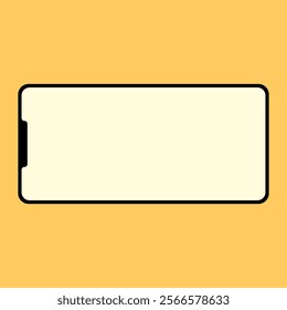 Smartphone blank screen on yellow background, Vector illustration, Mobile phone mockup horizontal touchscreen