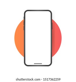 Smartphone blank screen, phone mockup. Template for infographics or presentation UI design interface.