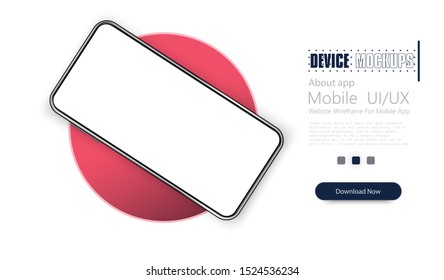 Smartphone blank screen, phone mockup. Template for infographics or presentation UI design interface. vector