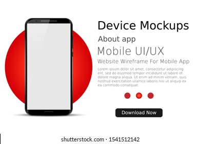 	
Smartphone blank screen, phone mockup with red circle. Modern template for infographics or presentation UI design interface. Vector illustration