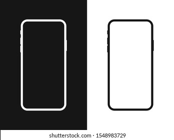 Smartphone blank screen, phone mockup Isolated on white and black background. New phone model. Template for infographics or presentation UI design interface.