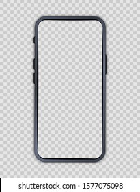 Smartphone blank screen. Phone mockup. Cellphone frame with blank display. Vector mobile phone device concept. Realistic smartphone mockup