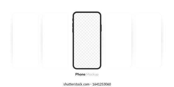 Smartphone blank screen, phone mockup. Carousel style phone screen. Template for infographics or presentation UI design interface.