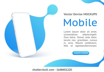 Smartphone blank screen, phone mockup. Template for infographics or presentation UI design interface.  vector