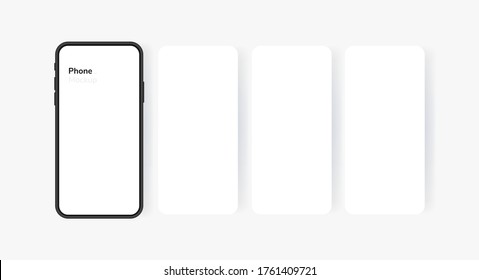 Smartphone Blank Screen, Phone Mockup. Carousel Style Phone Screen. Template For Infographics Or Presentation UI Design Interface.