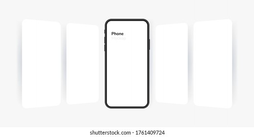 Smartphone Blank Screen, Phone Mockup. Carousel Style Phone Screen. Template For Infographics Or Presentation UI Design Interface.